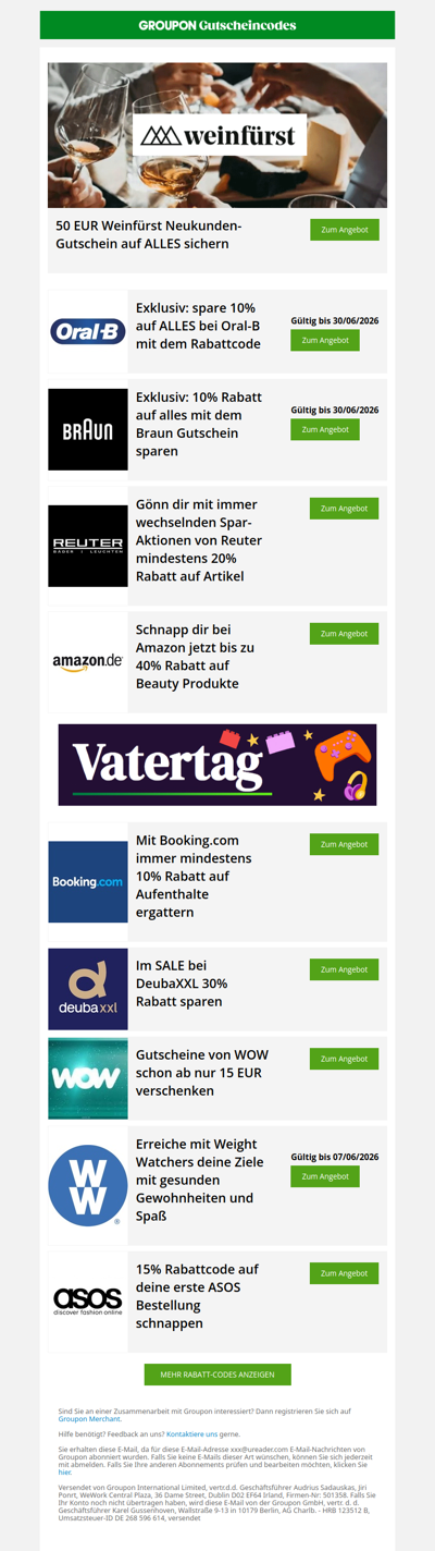 50-EUR-Code bei Weinfürst — Vatertag