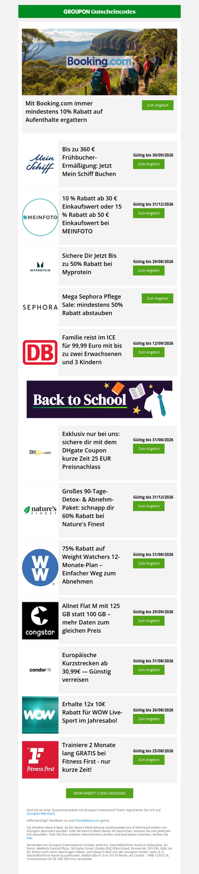 Mein Schiff - 360€ • Deutsche Bahn - 99,99€ • Condor - 30,99€