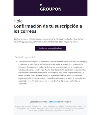 Confirmación de tu suscripción a los correos