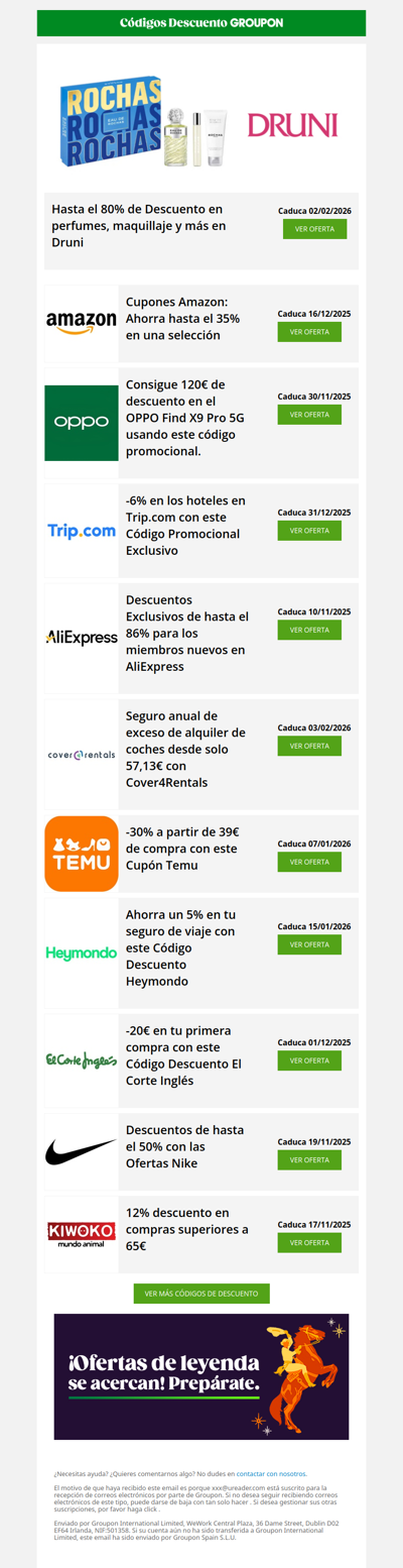 Druni - 80% • Amazon - 35% • Temu - 30%