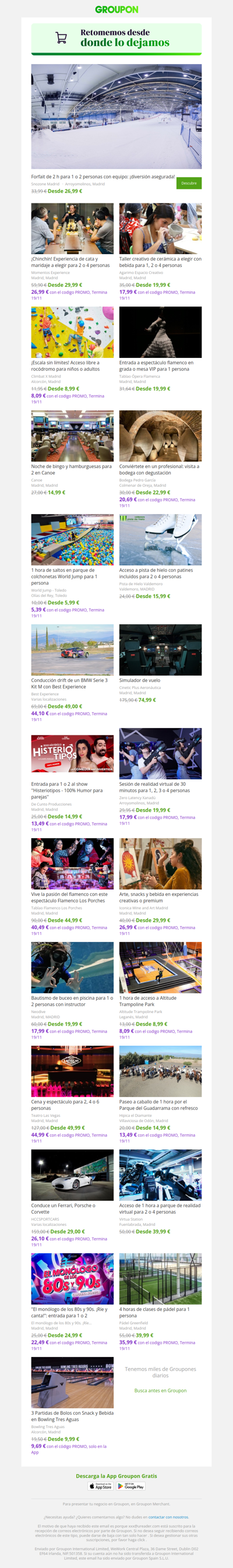 ¡No te pierdas las ofertas de cosas que hacer! ¡Consúltalas hoy!