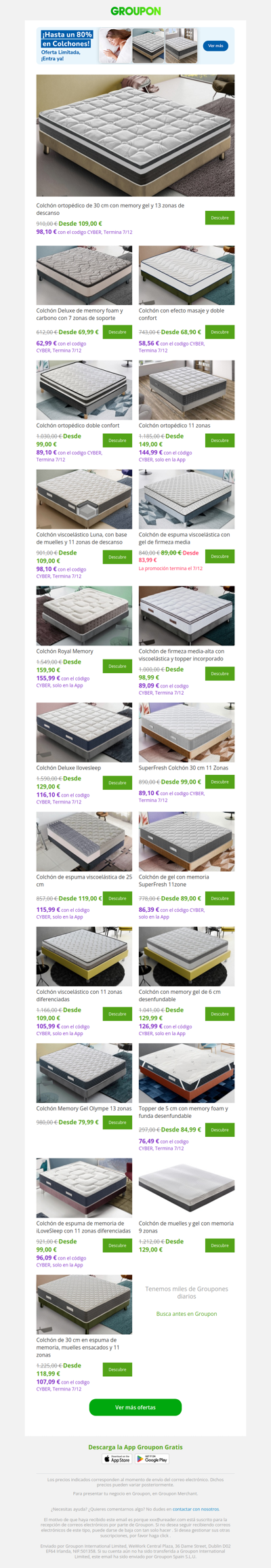 ¡Locura de 80%! Tu colchón Made in Italy te espera