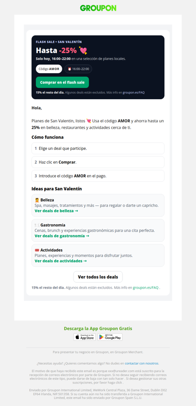 Flash Sale San Valentín 💘 Hasta un 25% extra