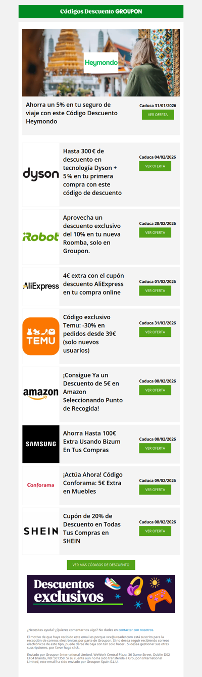 AliExpress - 4€ • Temu - 30% • El Corte Inglés - 40%