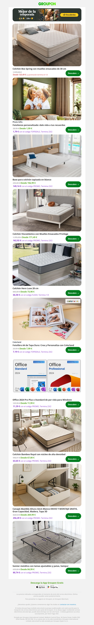 Colchón Box Spring con muelles ensacados de 30 cm