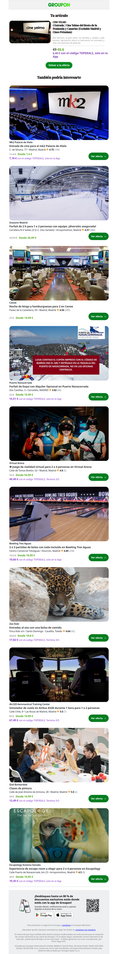 Entrada Cine Yelmo en +50 Ubicaciones + Palomitas Grandes y Refrescos está esperando finalizar la compra!