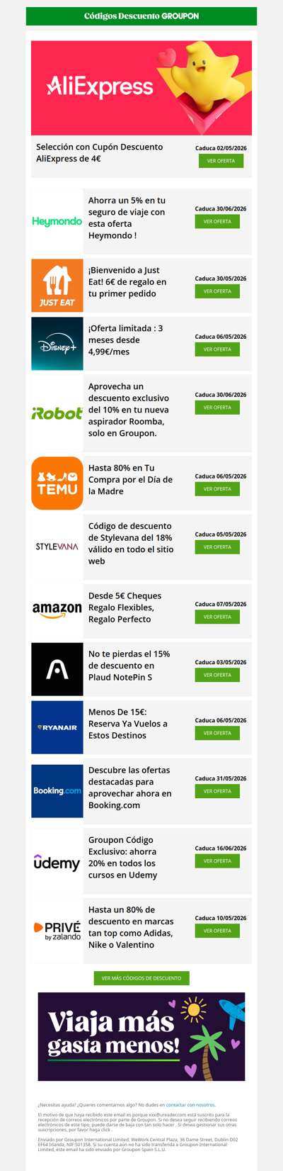 Amazon - 5€ • Just Eat - 6€ • AliExpress - 4€