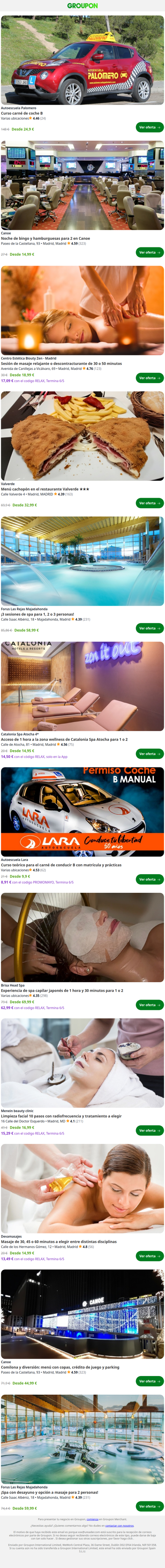 Tendencias cerca de ti: Acceso de 1 hora a la zona wellness de Catalonia Spa Atocha para 1 o 2 personas, con hasta 35% de descuento