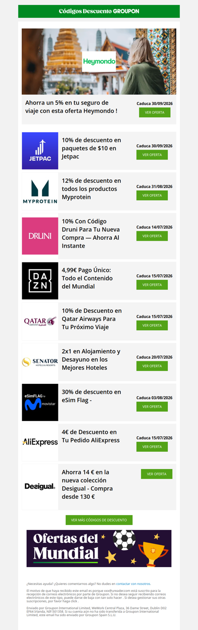 Heymondo - 5% · AliExpress - 4€ · Druni - 10%