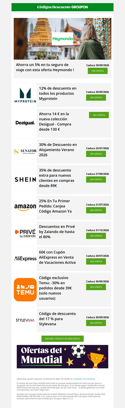 Heymondo - 5% · MyProtein - 12%·- SHEIN - 35%
