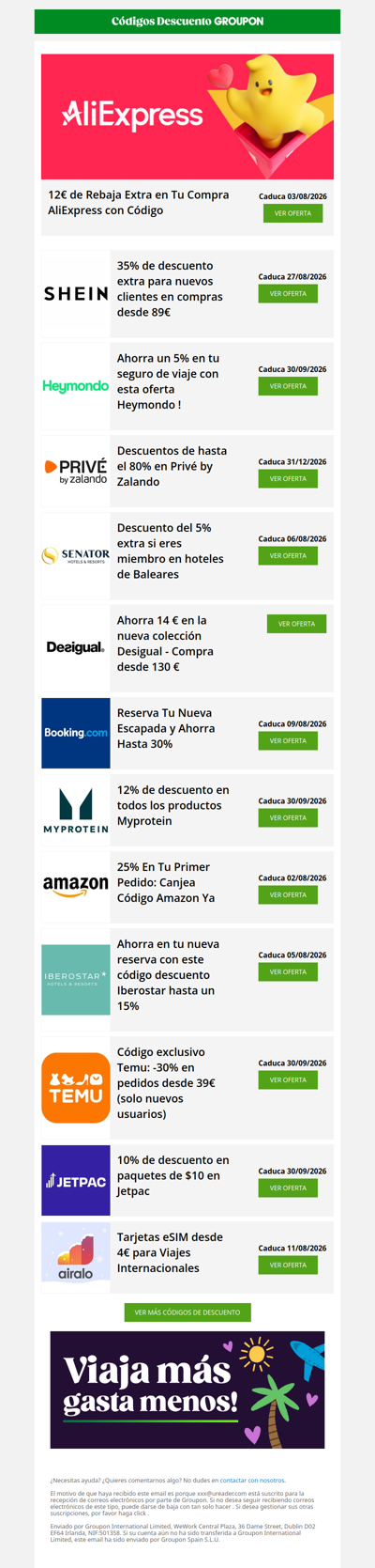 AliExpress - 12€ · Iberostar - 15% - Booking.com - 30%