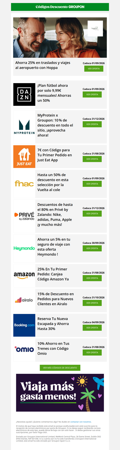 Hoppa - 25% dto • DAZN - 50% dto • Myprotein - 10% dto
