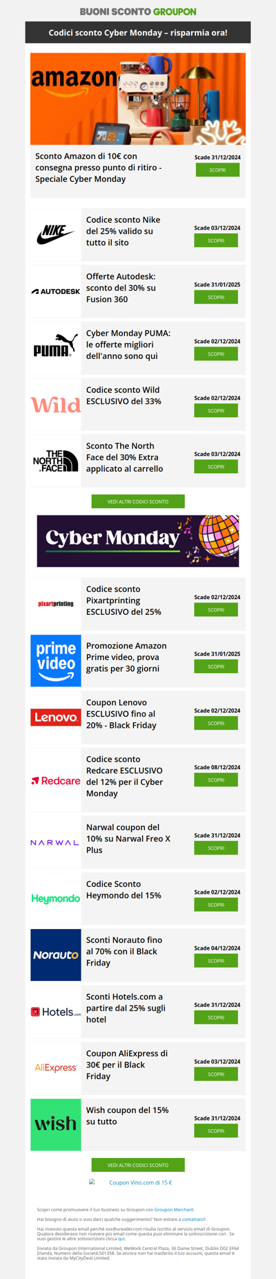 Scopri le offerte del Cyber Monday: Nike, Amazon, Lenovo, Wild, Autodesk