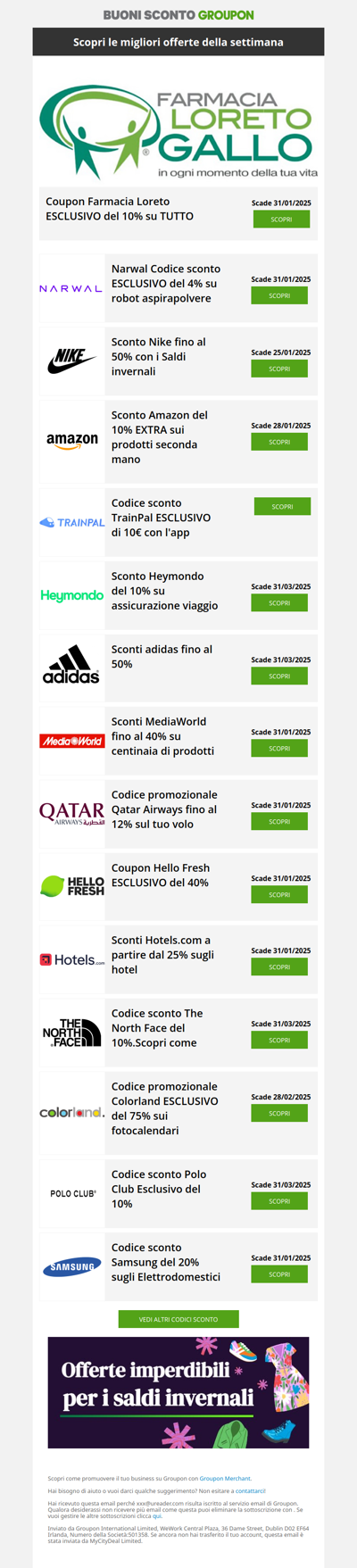 Farmacia Loreto - 10% • Nike - 40% • Amazon - 10% + altro!