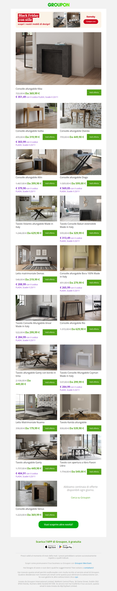 🏡Fai spazio al tuo stile: sconti esclusivi sui nostri best seller allungabili solo per il Black Friday!