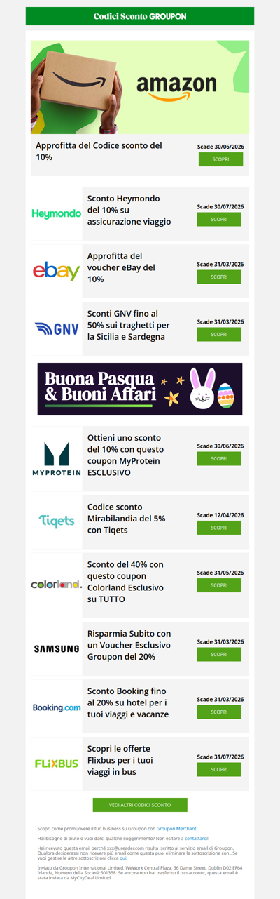 Traghetti -50%, Colorland -40%, Heymondo -10%: solo per Pasqua