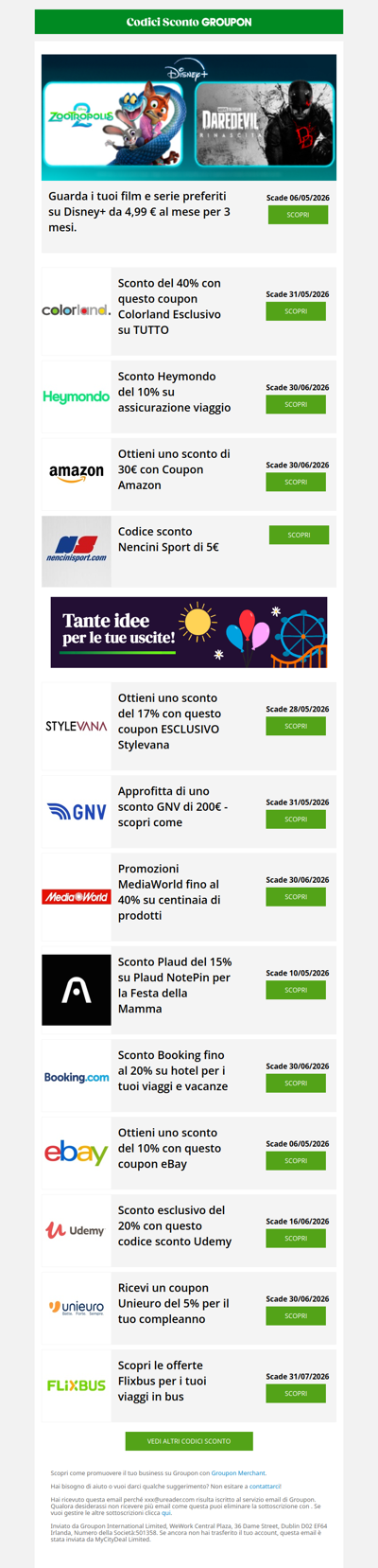 Codice esclusivo -40% Colorland + Disney+ e -10% Heymondo