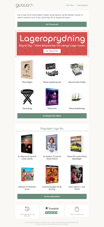 Først til mølle! Lageroprydning med begrænset antal