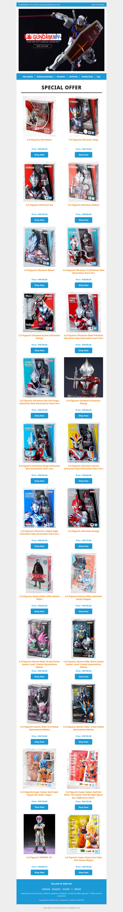 Bandai S.H.Figuarts Ultraman, Kamen Rider and Dragon Ball Special Offer !!