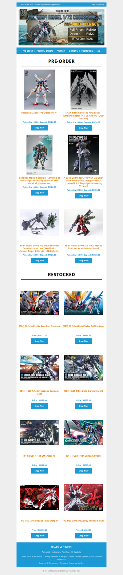 Poseidon 1/72 Crossbone X1 is open for Pre-Order now, Full price RM100 , deposit RM20.