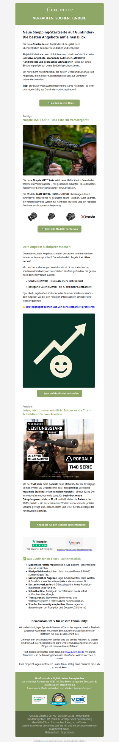 Neue Startseite auf Gunfinder: Alle Top-Deals an einem Ort!