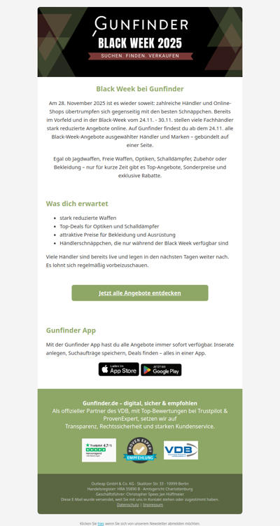 Die stärksten Angebote des Jahres! Jetzt auf Gunfinder entdecken