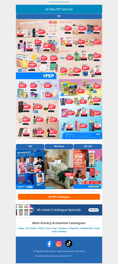 All New PEP Specials!