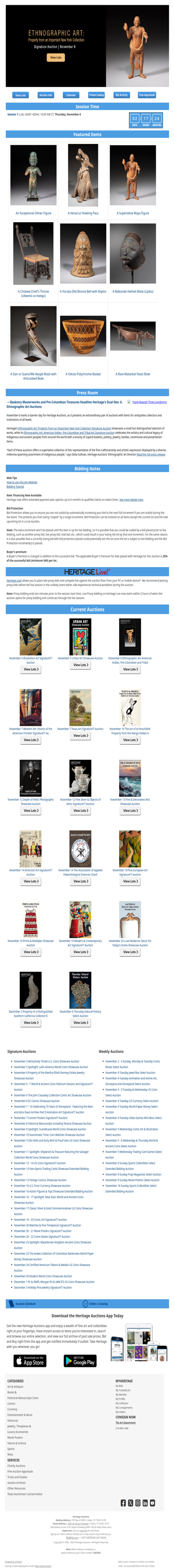 Ending Soon: November 6 Ethnographic Art: Property from an Important New York Collection Signature® Auction