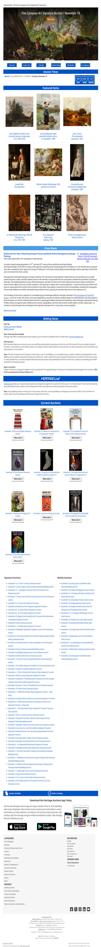 Ending Soon: November 18 Fine European Art Signature® Auction