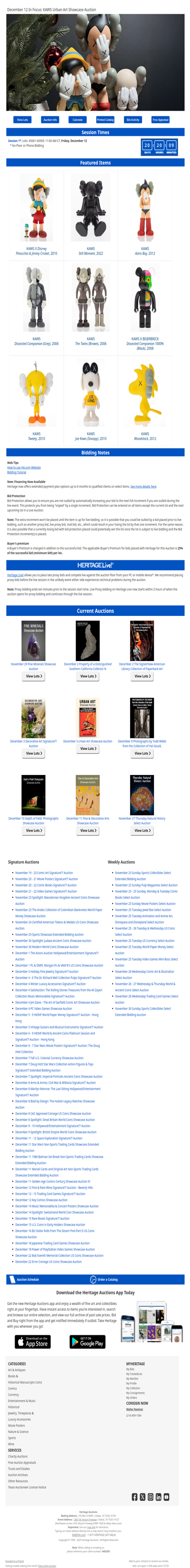 Bid Now: December 12 In Focus: KAWS Urban Art Showcase Auction