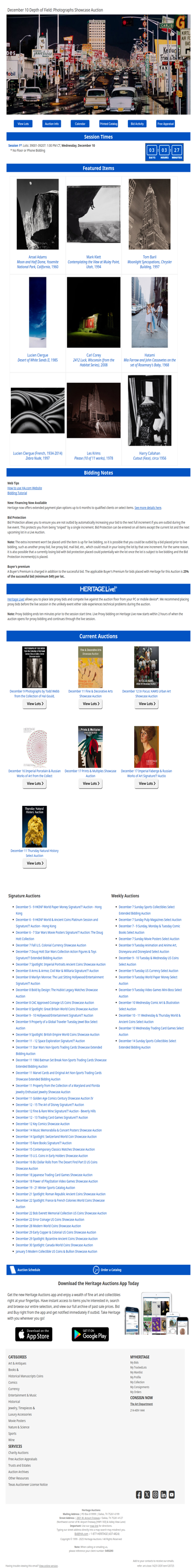 Ending Soon: December 10 Depth of Field: Photographs Showcase Auction