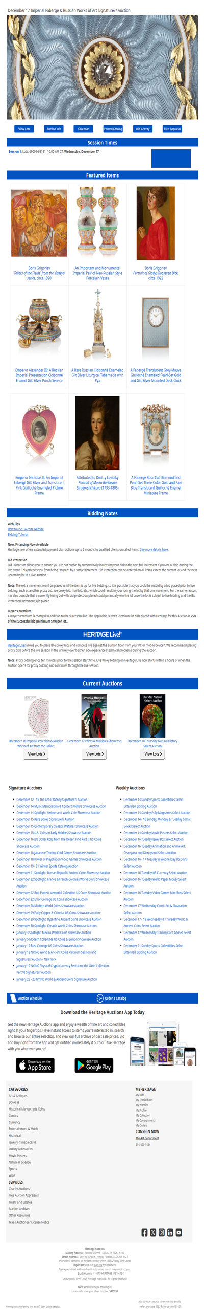 Ending Soon: December 17 Imperial Faberge & Russian Works of Art  Signature® Auction