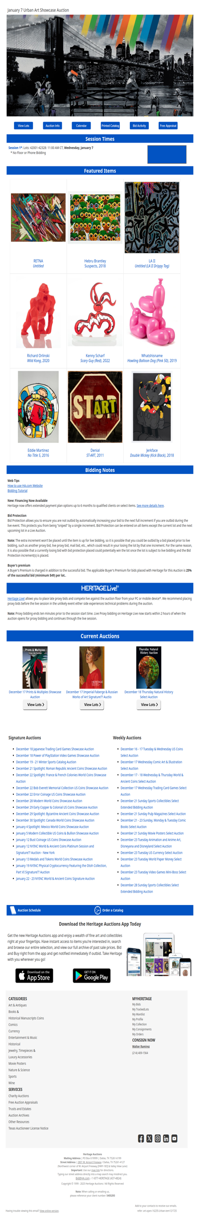 Bid Now: January 7 Urban Art Showcase Auction