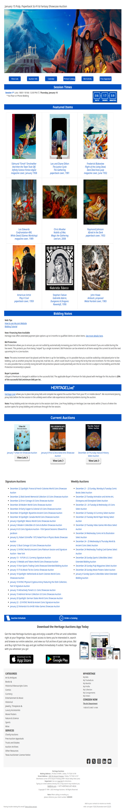 Bid Now: January 15 Pulp, Paperback Sci-Fi & Fantasy Showcase Auction