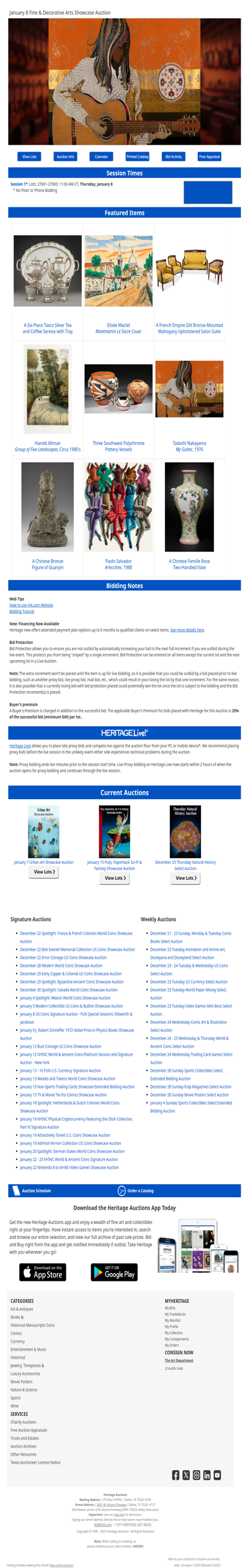 Bid Now: January 8 Fine & Decorative Arts Showcase Auction