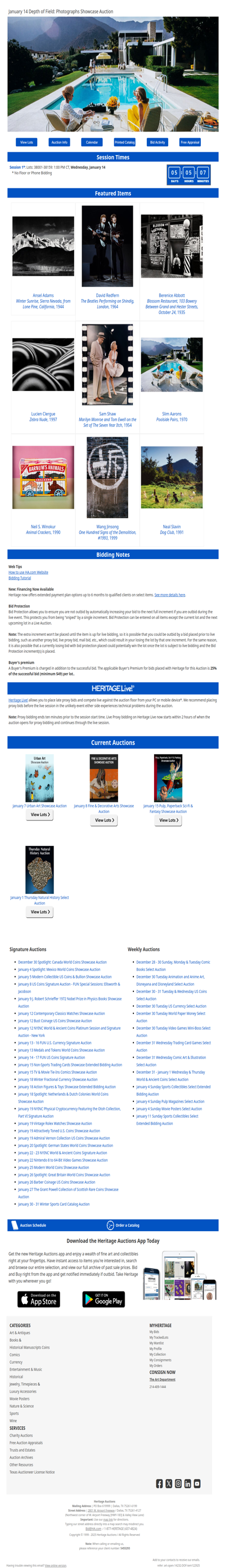 Bid Now: January 14 Depth of Field: Photographs Showcase Auction