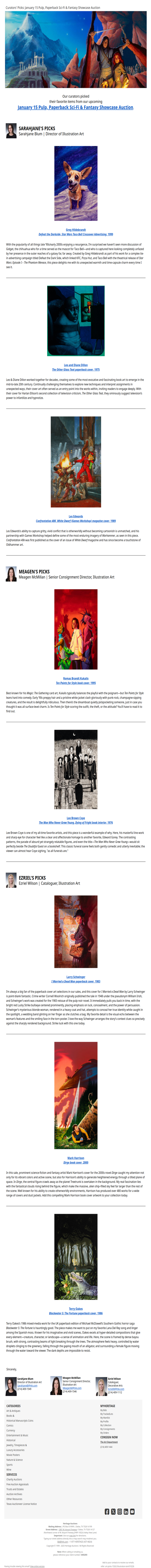 Curators' Picks from the Pulp, Paperback Sci-Fi & Fantasy Auction