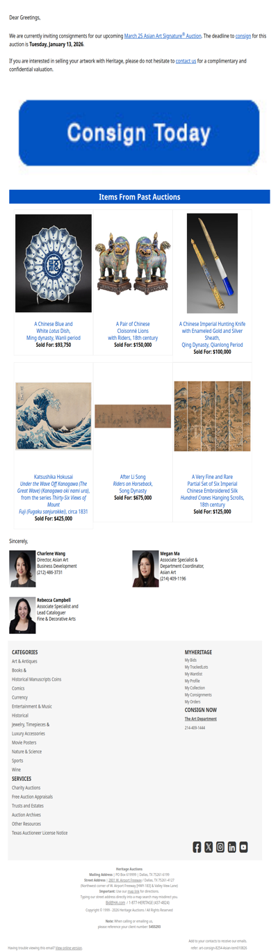 Consign your items to our Asian Art Auction