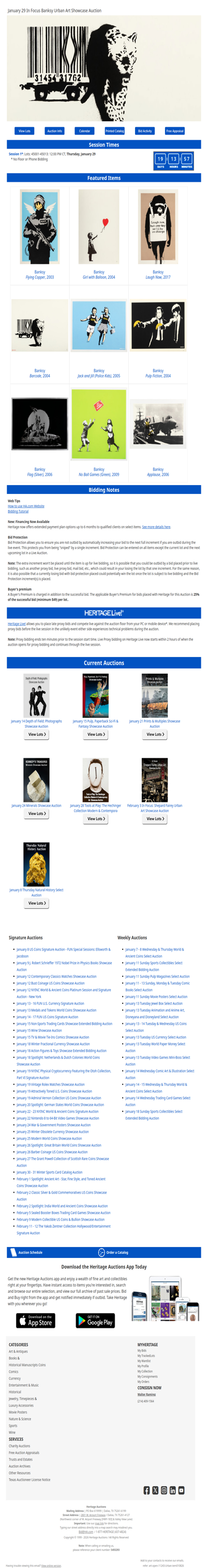 Bid Now: January 29 In Focus Banksy Urban Art Showcase Auction