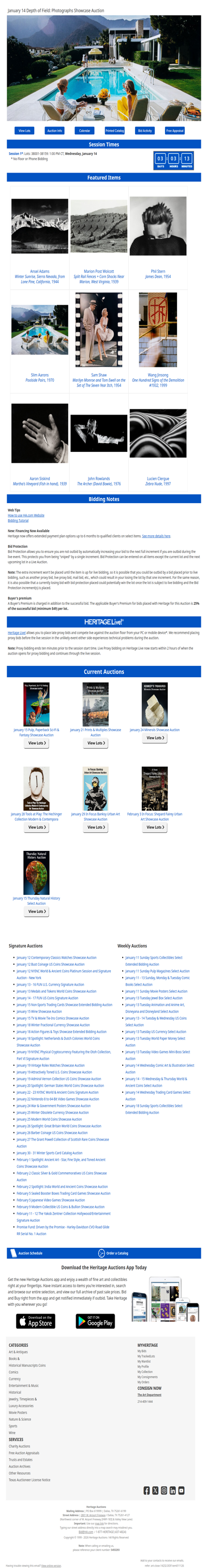 Ending Soon: January 14 Depth of Field: Photographs Showcase Auction