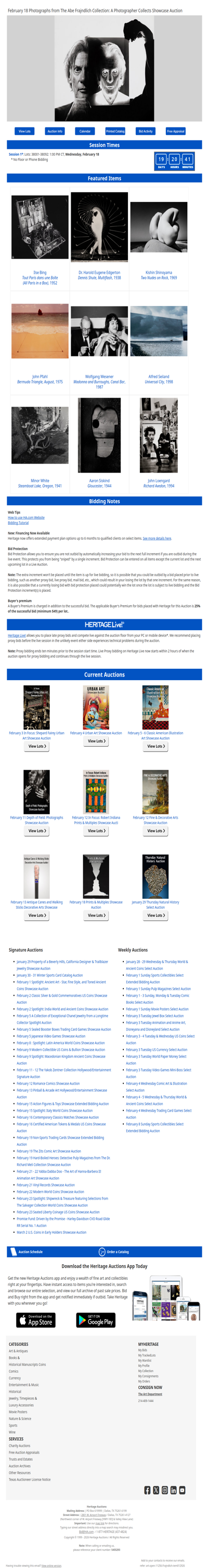 Bid Now: February 18 Photographs from The Abe Frajndlich Collection: A Photographer Collects  Showcase Auction