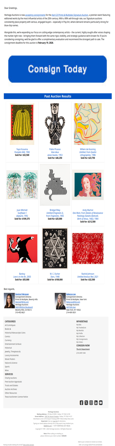 Consign Your Prints with Heritage Auctions
