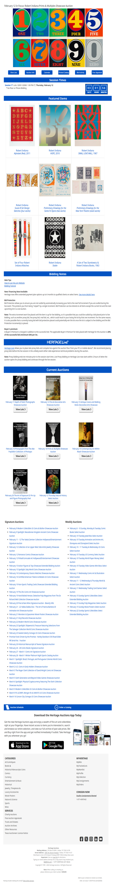 Ending Soon: February 12 In Focus: Robert Indiana Prints & Multiples Showcase Auction