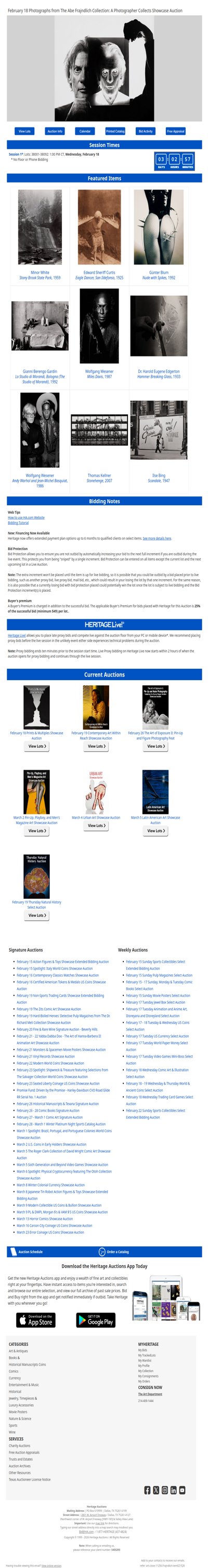 Ending Soon: February 18 Photographs from The Abe Frajndlich Collection: A Photographer Collects  Showcase Auction