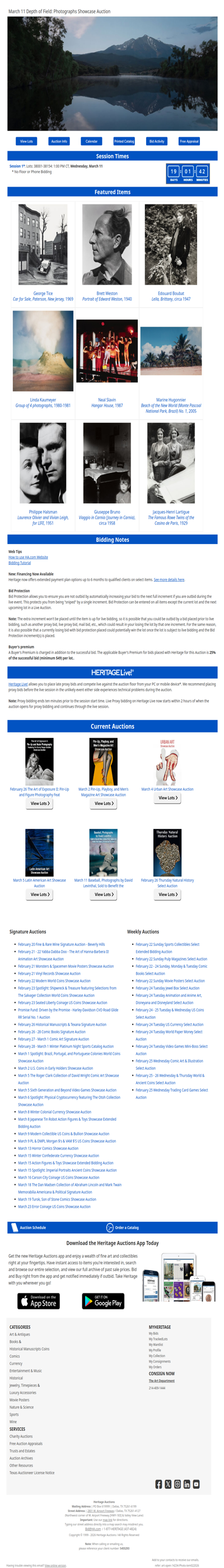 Bid Now: March 11 Depth of Field: Photographs Showcase Auction