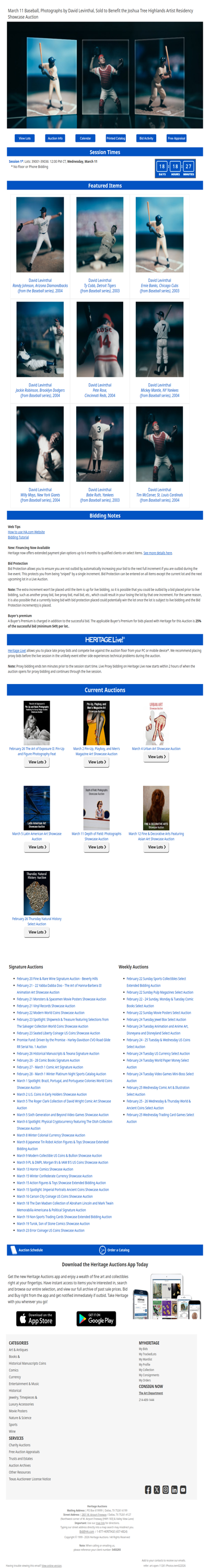 Bid Now: March 11 Baseball, Photographs by David Levinthal, Sold to Benefit the Joshua Tree Highlands Artist Residency  Showcase Auction