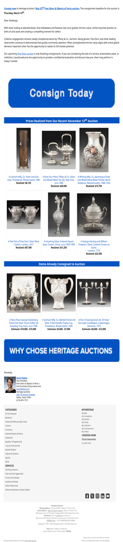Reminder: Consign your items to our May 22 Silver & Vertu Auction