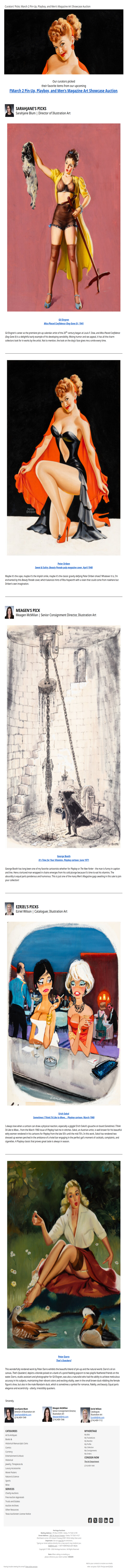 Curators' Picks from the March 2 Pin-Up, Playboy, and Men's Magazine Art Showcase Auction