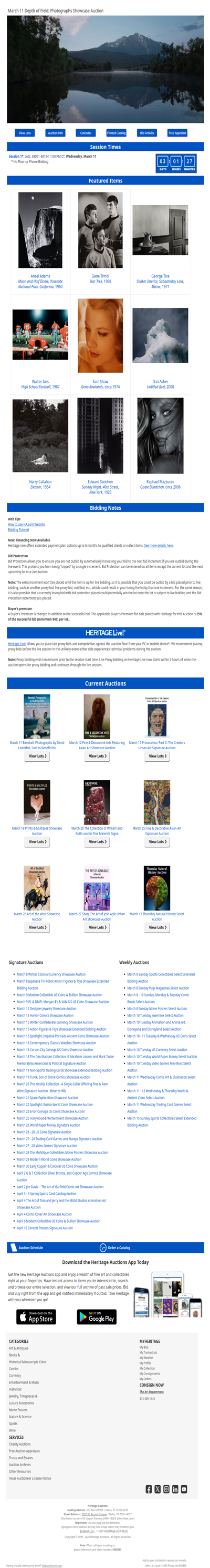 Ending Soon: March 11 Depth of Field: Photographs Showcase Auction