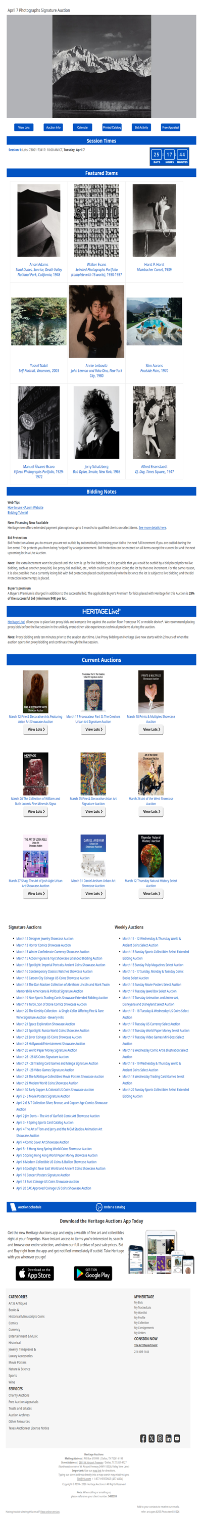 Bid Now: April 7 Photographs Signature Auction